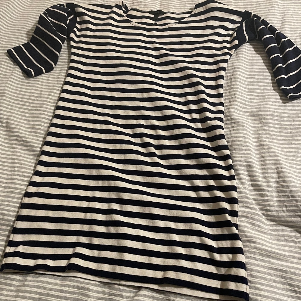 JCREW XXS BOAT NECK BLUE AND WHITE STRIP TUNIC/DRESS